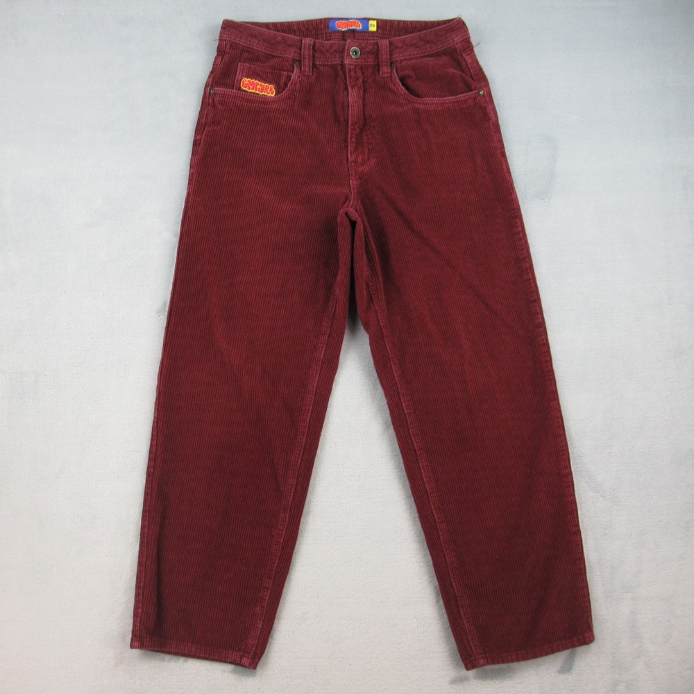 Empyre Relaxed Fit Corduroy Pants Mens 30 Burgundy Maroon Skater Baggy Wide Leg